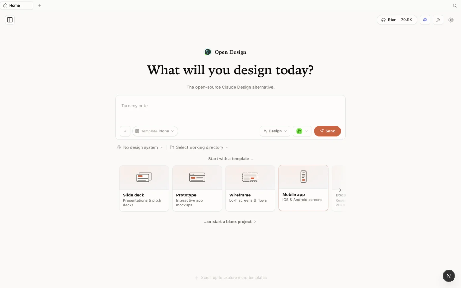 Il workspace di OpenDesign in funzione prima di passare alla cloud.